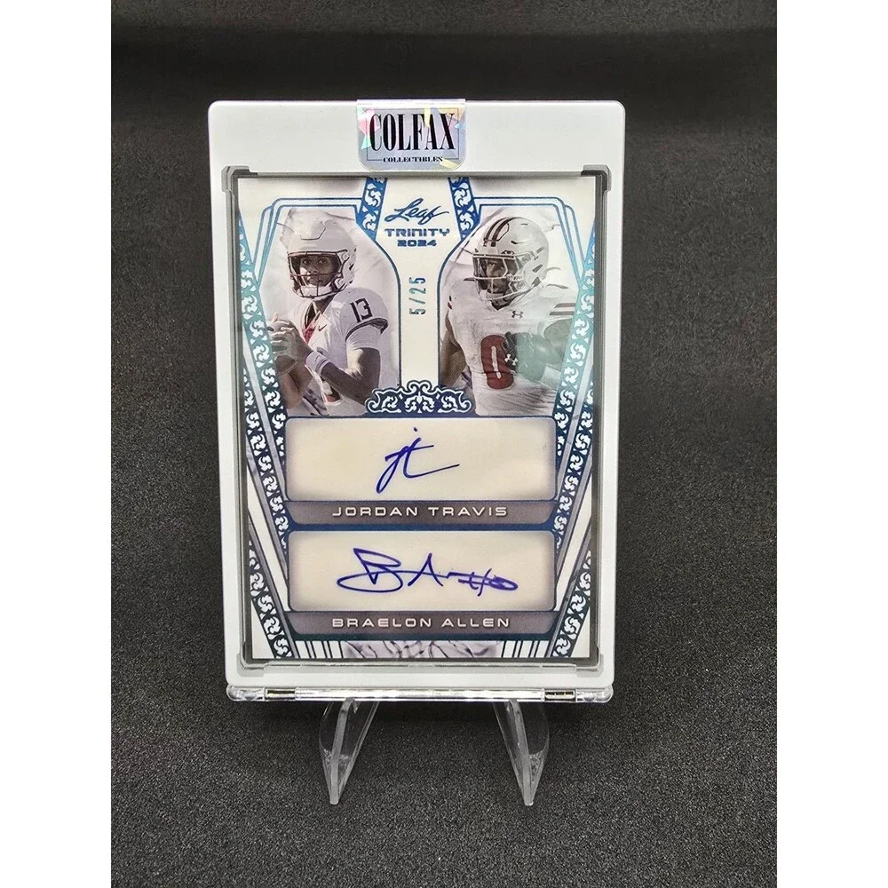 2024 Leaf Trinity Jordan Travis Braelon Allen Dual Rookie Auto RC /25 #DA-16